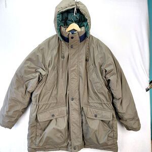 VTG Forest Club Jacket Mens Size XL Brown Down Removable Hood Anorak Ski Parka